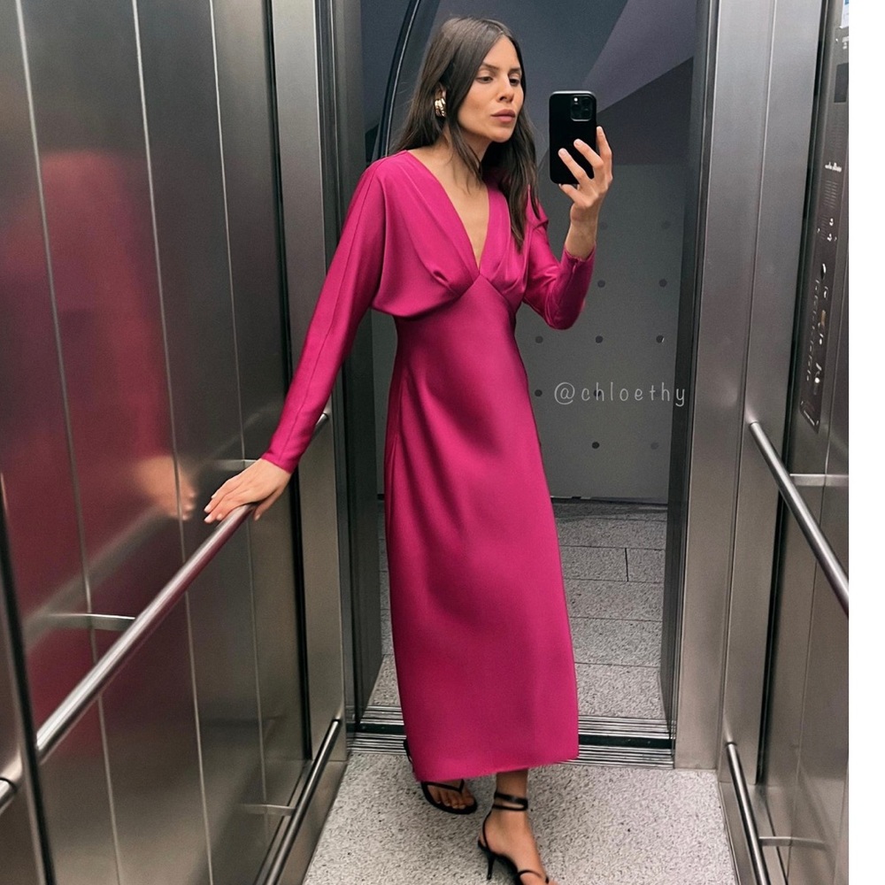 Zara Pink Midi Dress - Picture 2 of 9